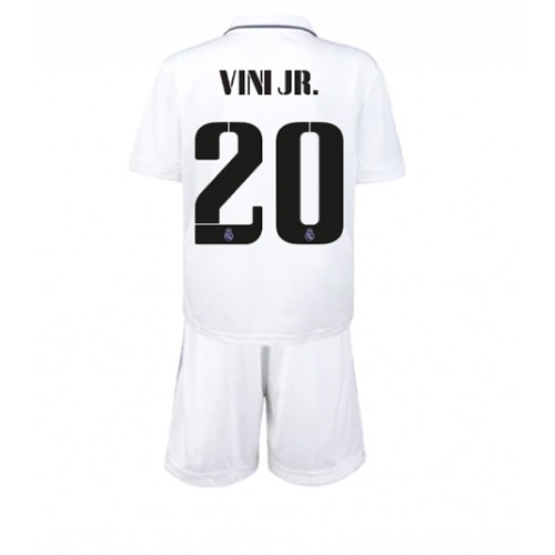 Fotbalové Dres Real Madrid Vinicius Junior #20 Dětské Domácí 2022-23 Krátký Rukáv (+ trenýrky)